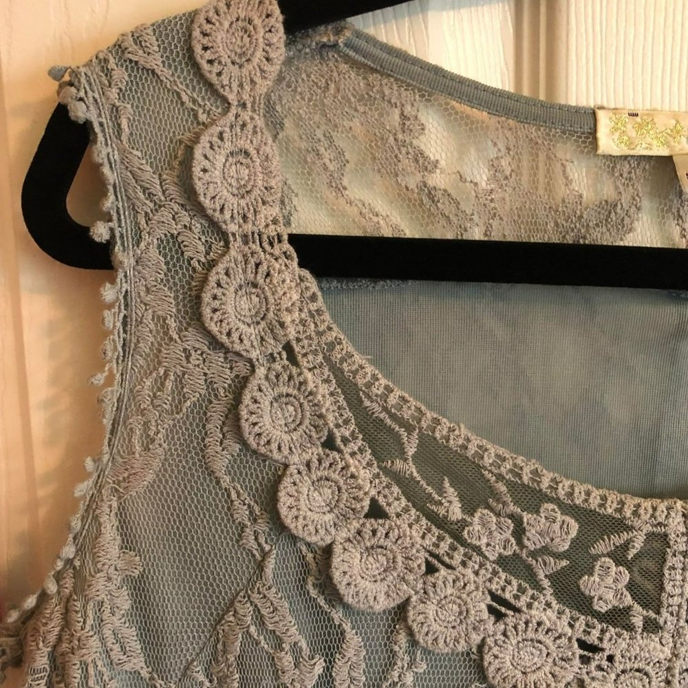 Boutique Gray Lace Tunic Dress | Women's M